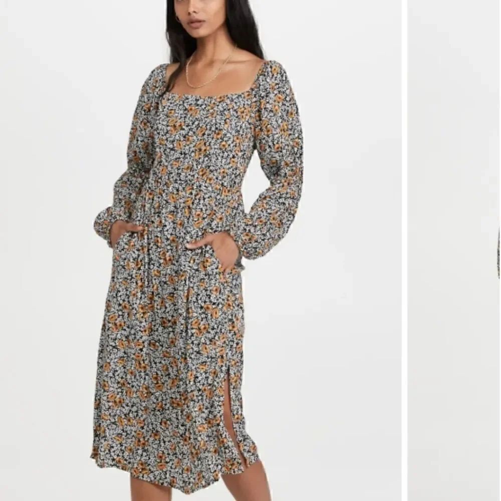 Anthropologie Lost + wander Sonny floral midi dress Yellow And Black XS